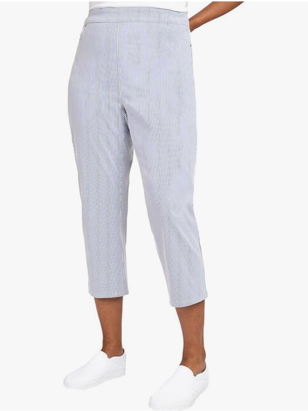 Mario Serrani Italy Womens
Cropped Pants Blue White Stripe
Pull On Curvy